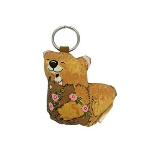 New Vintage 1970s ‎ Hallmark Keychain Key Chain Fabric Love Cuddily Bear Possum